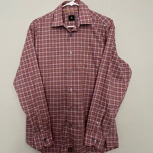 Robert Talbott Men's Red and White Plaid Shirt